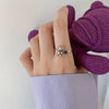 Women's Platinum Plated Sterling Silver Irregular Geometric Adjustable Ring With Crumpled Texture Simple Natural Style