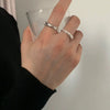 Women's Platinum Plated Sterling Silver Irregular Geometric Adjustable Ring With Crumpled Texture Simple Natural Style