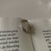 Women's Platinum Plated Sterling Silver Irregular Geometric Adjustable Ring With Crumpled Texture Simple Natural Style