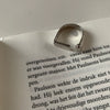 Women's Platinum Plated Sterling Silver Irregular Geometric Adjustable Ring With Crumpled Texture Simple Natural Style