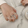 Women's Platinum Plated Sterling Silver Irregular Geometric Adjustable Ring With Crumpled Texture Simple Natural Style