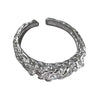 Women's Platinum Plated Sterling Silver Irregular Geometric Adjustable Ring With Crumpled Texture Simple Natural Style
