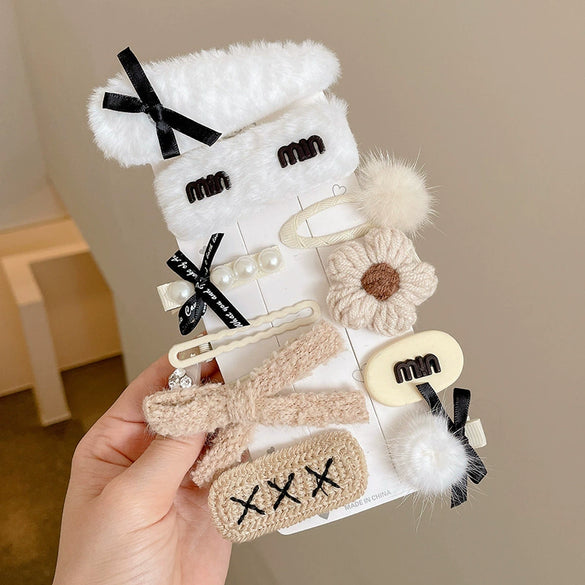 Women's Plush Fabric Handmade Side Bangs Hairpin