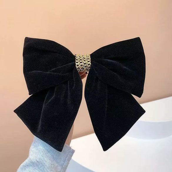 Women's Plush Flannel Medieval Style Purely Handmade Bow Hairpin Spring Clip Hair Accessory