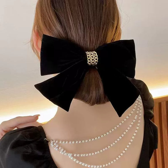 Women's Plush Flannel Medieval Style Purely Handmade Bow Hairpin Spring Clip Hair Accessory