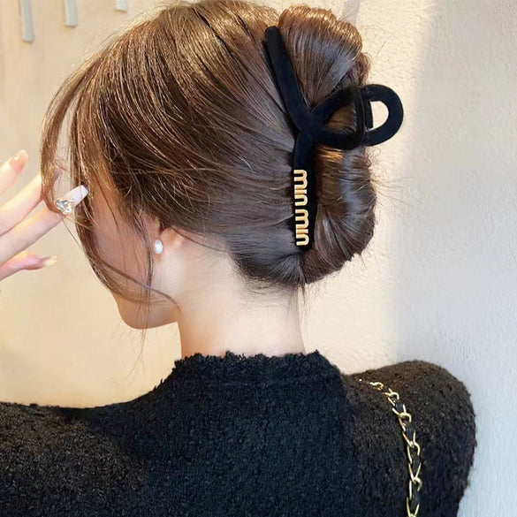 Women's Plush Handmade Hair Claw Clip With Letter Embroidery
