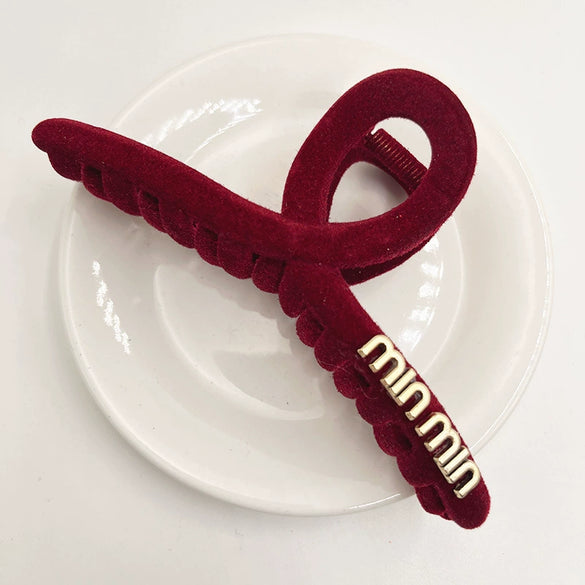 Women's Plush Handmade Hair Claw Clip With Letter Embroidery
