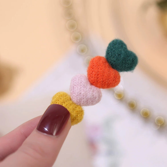 Women's Plush Heartshaped Handmade Hair Clip
