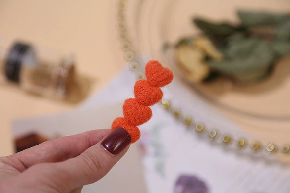 Women's Plush Heartshaped Handmade Hair Clip
