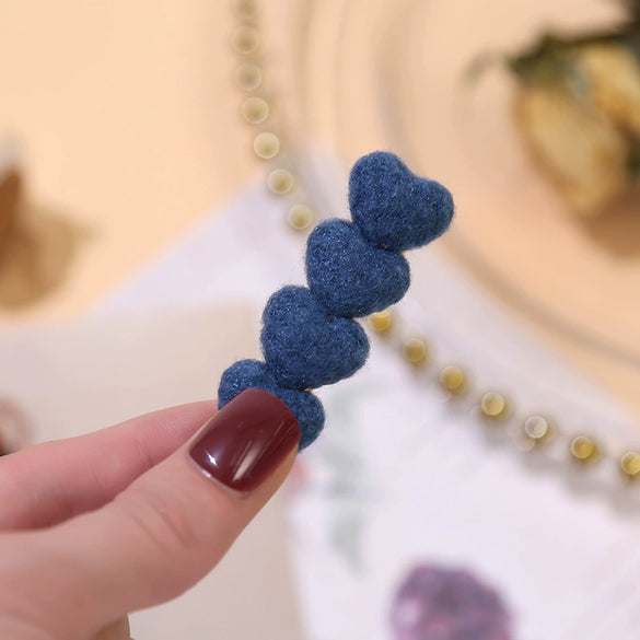 Women's Plush Heartshaped Handmade Hair Clip