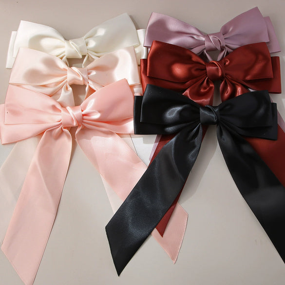 Women's Polyester Handmade Ribbon Bow Spring Clip Hairpin Hair Accessories