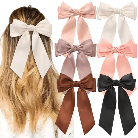 Women's Polyester Handmade Ribbon Bow Spring Clip Hairpin Hair Accessories