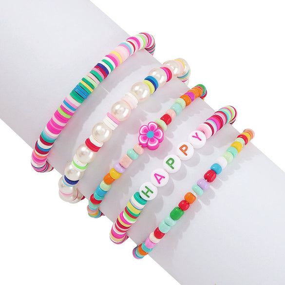 Women's Polymer Clay Handmade Letter Bracelet Fashion Highend Ethnic Style Jewelry