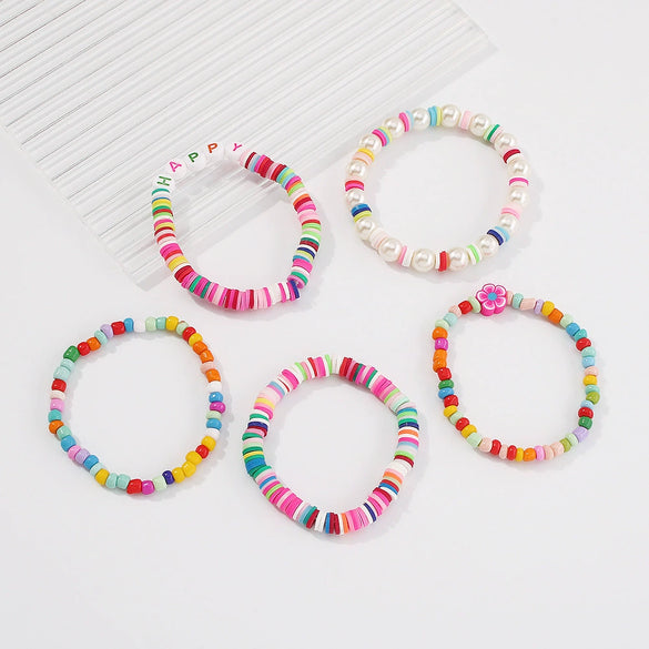 Women's Polymer Clay Handmade Letter Bracelet Fashion Highend Ethnic Style Jewelry