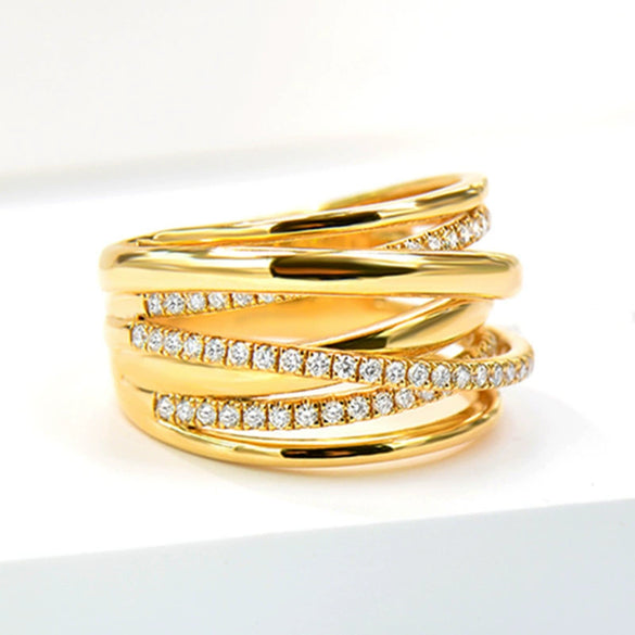 Women's Popular Exotic Cross Ring In Ins Style Geometric Pattern Copper Material Set With Zirconia