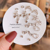 Women's Popular Oneweek Earrings Set Alloy Imitation Pearl Simple Dot Diamond Geometric Electroplated Design
