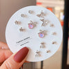 Women's Popular Oneweek Earrings Set Alloy Imitation Pearl Simple Dot Diamond Geometric Electroplated Design