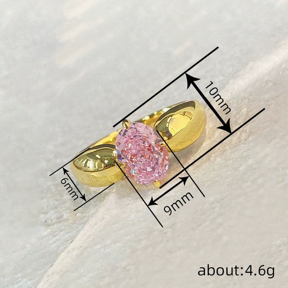 Women's Princess Style Geometric Copper Ring With Electroplating
