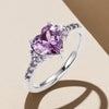 Women's Princess Style Heartshaped Copper Ring Set With Zirconia