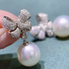 Women's Princess Style Imitation Pearl Bow Pendant Earrings Copper Geometric Pattern Jewelry