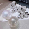 Women's Princess Style Imitation Pearl Bow Pendant Earrings Copper Geometric Pattern Jewelry