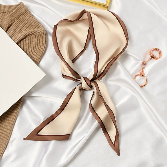 Women's Printed Polyester Silk Feel Streamer Scarf Thin Long Strip Hair Tie Elegant Versatile Hairband Suit Scarf