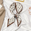 Women's Printed Polyester Silk Feel Streamer Scarf Thin Long Strip Hair Tie Elegant Versatile Hairband Suit Scarf