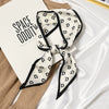 Women's Printed Polyester Silk Feel Streamer Scarf Thin Long Strip Hair Tie Elegant Versatile Hairband Suit Scarf