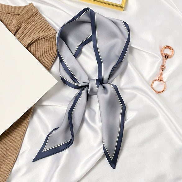 Women's Printed Polyester Silk Feel Streamer Scarf Thin Long Strip Hair Tie Elegant Versatile Hairband Suit Scarf
