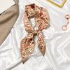 Women's Printed Polyester Silk Feel Streamer Scarf Thin Long Strip Hair Tie Elegant Versatile Hairband Suit Scarf