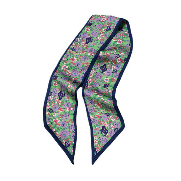 Women's Printed Polyester Silk Feel Streamer Scarf Thin Long Strip Hair Tie Elegant Versatile Hairband Suit Scarf