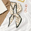 Women's Printed Polyester Silk Feel Streamer Scarf Thin Long Strip Hair Tie Elegant Versatile Hairband Suit Scarf