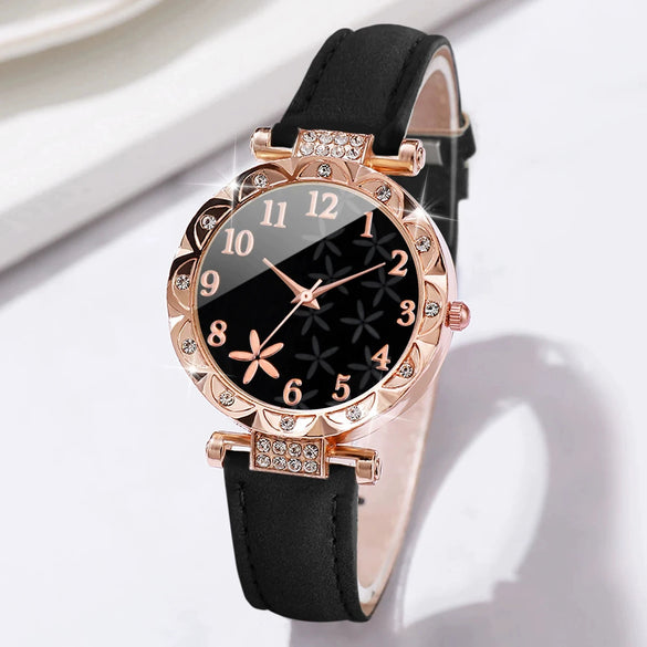 Women's Pu Leather Quartz Watch Strap With Zinc Alloy Case And Round Dial
