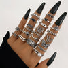 Women's Punk Dark Metal Butterfly Skull Hollow Geometric Face Ring Multipiece Set With Electroplating