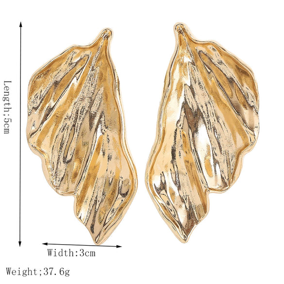 Women's Punk Fashion Elegant Metallic Geometric Ginkgo Leaf Electroplated Earrings