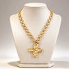 Women's Punk Geometric Cross Pendant Necklace Zinc Alloy Plated Ot Chain Statement Jewelry