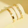 Women's Punk Geometric Stainless Steel Chain Bracelet Set With Electroplated Simple Exaggerated Design
