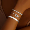 Women's Punk Geometric Stainless Steel Chain Bracelet Set With Electroplated Simple Exaggerated Design