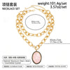 Women's Punk Layered Necklace With Chunky Aluminum Chain And Exaggerated Geometric Oval Resin Pendant