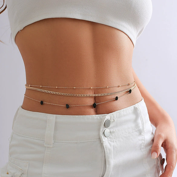 Women's Punk Metal Multilayer Body Chain Waist Chain In Simple Style