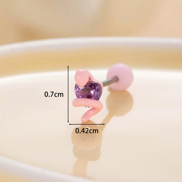 Women's Punk Metal Snake Love Zircon Cartilage Earrings Set With Precious Stones