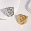 Women's Punk Open Wide Band Ring In Stainless Steel With Hammered Texture And Gold Electroplated Finish