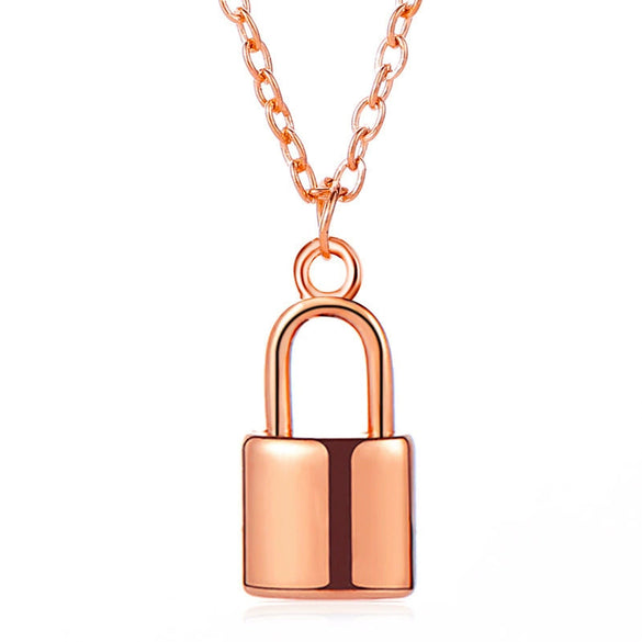 Women's Punk Style Thick Chain Lock Necklace With Microinlaid 3 Layer Lock Pendant Alloy Material Geometric Pattern Electroplating Treatment