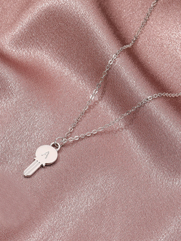 Women's Punk Style Thick Chain Lock Necklace With Microinlaid 3 Layer Lock Pendant Alloy Material Geometric Pattern Electroplating Treatment