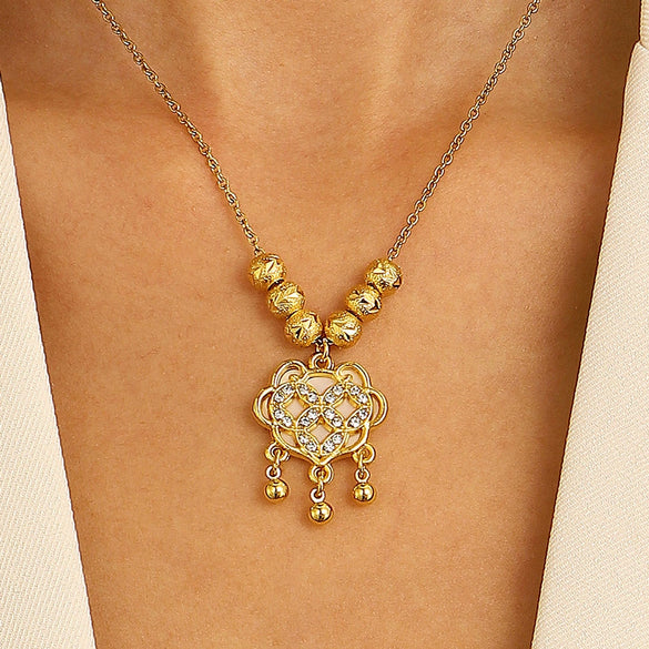 Women's Punk Style Thick Chain Lock Necklace With Microinlaid 3 Layer Lock Pendant Alloy Material Geometric Pattern Electroplating Treatment