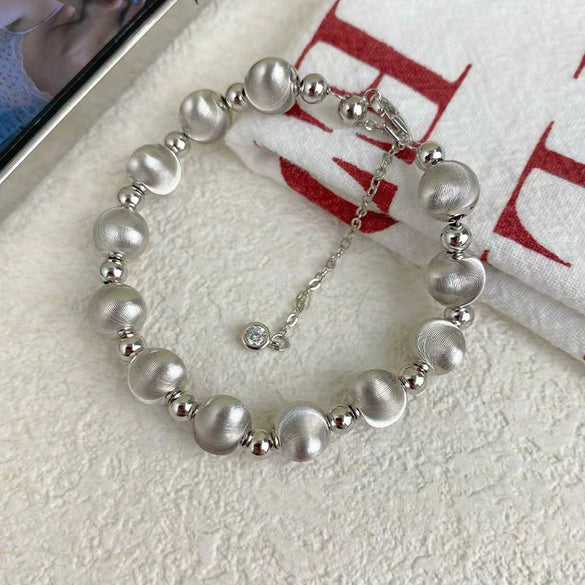 Women's Pure Silver Cat Eye Transfer Bead Bracelet Light Luxury Geometric Design Electroplated Fashion Jewelry