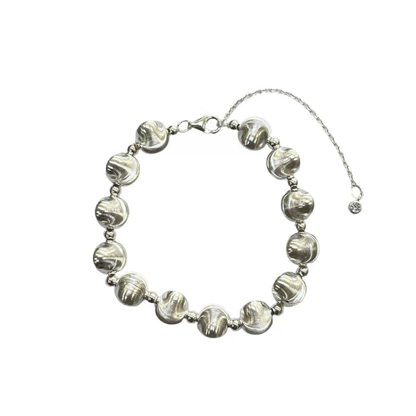 Women's Pure Silver Cat Eye Transfer Bead Bracelet Light Luxury Geometric Design Electroplated Fashion Jewelry
