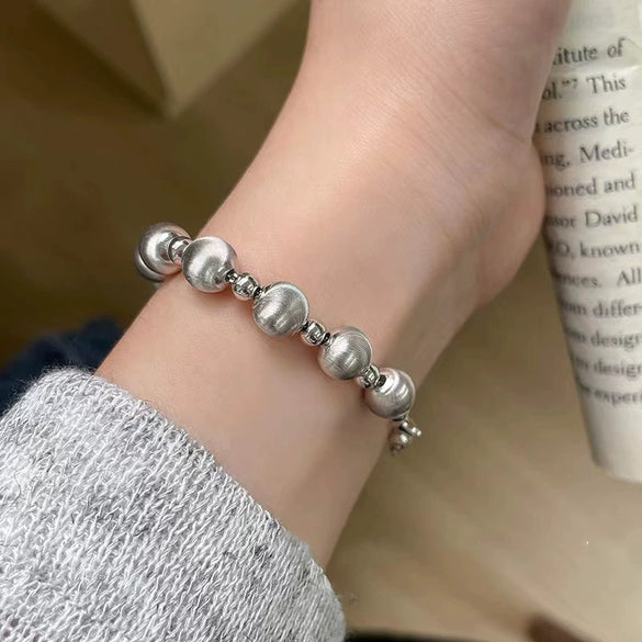 Women's Pure Silver Cat Eye Transfer Bead Bracelet Light Luxury Geometric Design Electroplated Fashion Jewelry