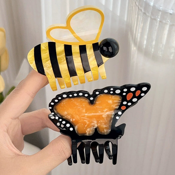 Women's Pvc Simulated Bee Butterfly Hair Clip Baking Paint Style