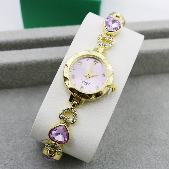 Women's Quartz Bracelet Watch Alloy Stainless Steel Heart Round Diamondstudded Fashion Leisure